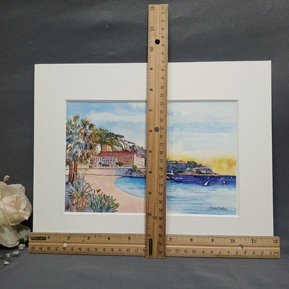 Mont Boron Nice France Coastal Matte Mounted Art Print Elisabeth Toulouse 10x12 - Picture 10 of 10